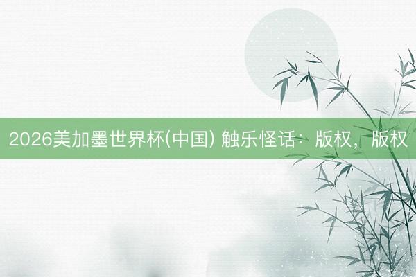 2026美加墨世界杯(中国) 触乐怪话：版权，版权