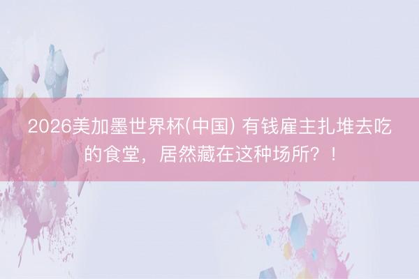 2026美加墨世界杯(中国) 有钱雇主扎堆去吃的食堂，居然藏在这种场所？！