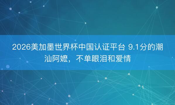 2026美加墨世界杯中国认证平台 9.1分的潮汕阿嬷，不单眼泪和爱情