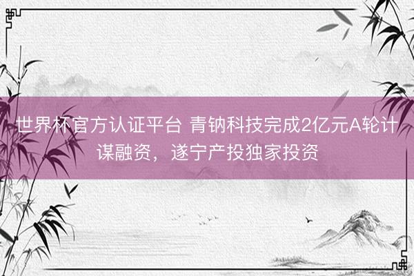 世界杯官方认证平台 青钠科技完成2亿元A轮计谋融资，遂宁产投独家投资