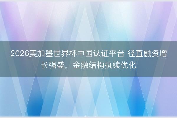 2026美加墨世界杯中国认证平台 径直融资增长强盛，金融结构执续优化