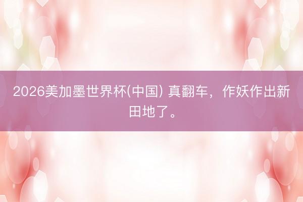 2026美加墨世界杯(中国) 真翻车，作妖作出新田地了。