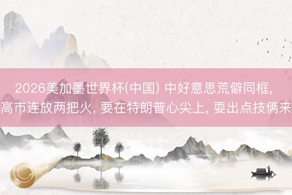 2026美加墨世界杯(中国) 中好意思荒僻同框， 高市连放两把火， 要在特朗普心尖上， 耍出点技俩来