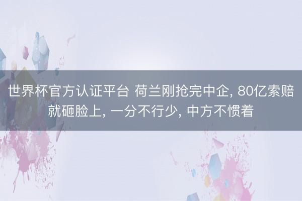 世界杯官方认证平台 荷兰刚抢完中企， 80亿索赔就砸脸上， 一分不行少， 中方不惯着
