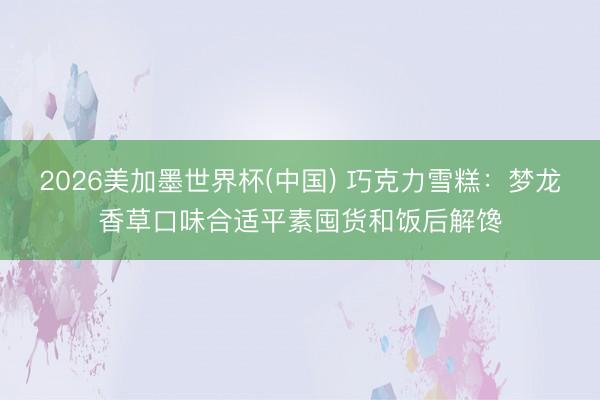 2026美加墨世界杯(中国) 巧克力雪糕：梦龙香草口味合适平素囤货和饭后解馋