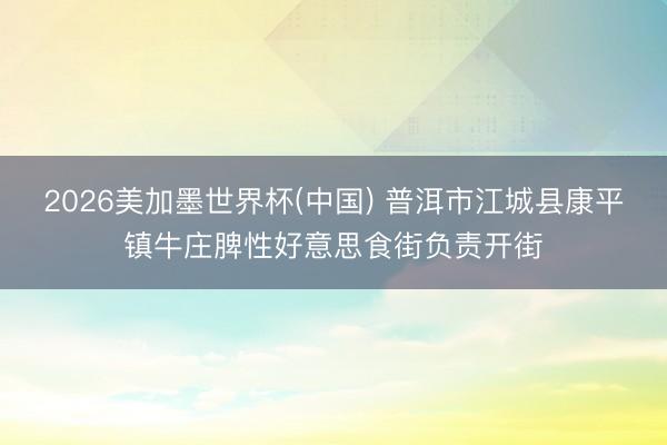 2026美加墨世界杯(中国) 普洱市江城县康平镇牛庄脾性好意思食街负责开街