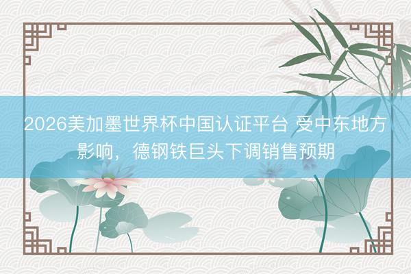 2026美加墨世界杯中国认证平台 受中东地方影响，德钢铁巨头下调销售预期