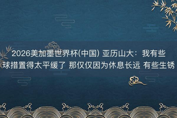 2026美加墨世界杯(中国) 亚历山大：我有些球措置得太平缓了 那仅仅因为休息长远 有些生锈