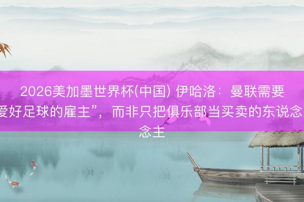 2026美加墨世界杯(中国) 伊哈洛：曼联需要“爱好足球的雇主”，而非只把俱乐部当买卖的东说念主