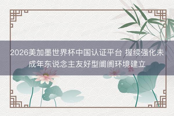 2026美加墨世界杯中国认证平台 握续强化未成年东说念主友好型阛阓环境建立
