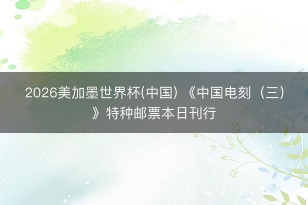 2026美加墨世界杯(中国) 《中国电刻（三）》特种邮票本日刊行