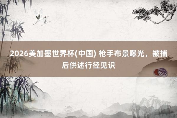 2026美加墨世界杯(中国) 枪手布景曝光,被捕后供述行径见识